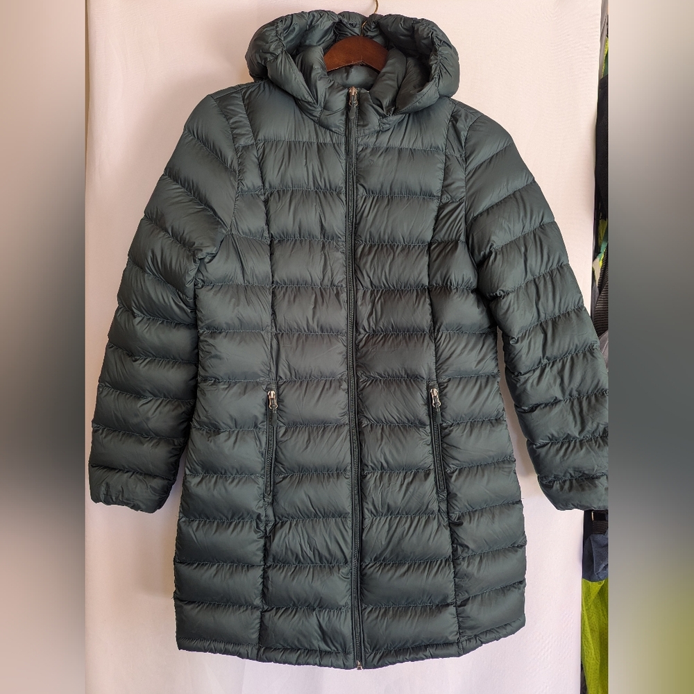 NWOT Medium Charter Club Spring Down Puffer Coat Jacket Green Packable Hooded